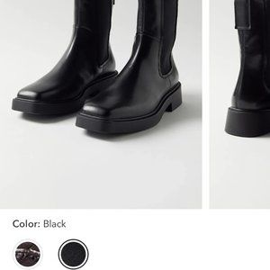 & Other Stories leather chunky sole pull on boots in black